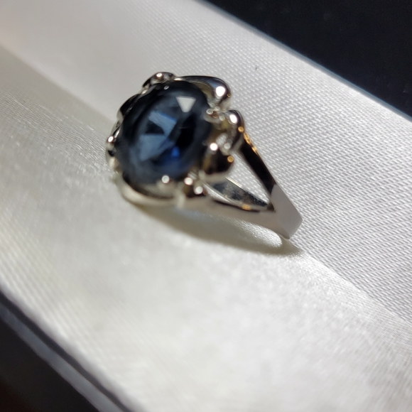London Dark Blue Topaz Rhodium Over Sterling Silver Ring 2.5 ctw - Picture 2 of 5